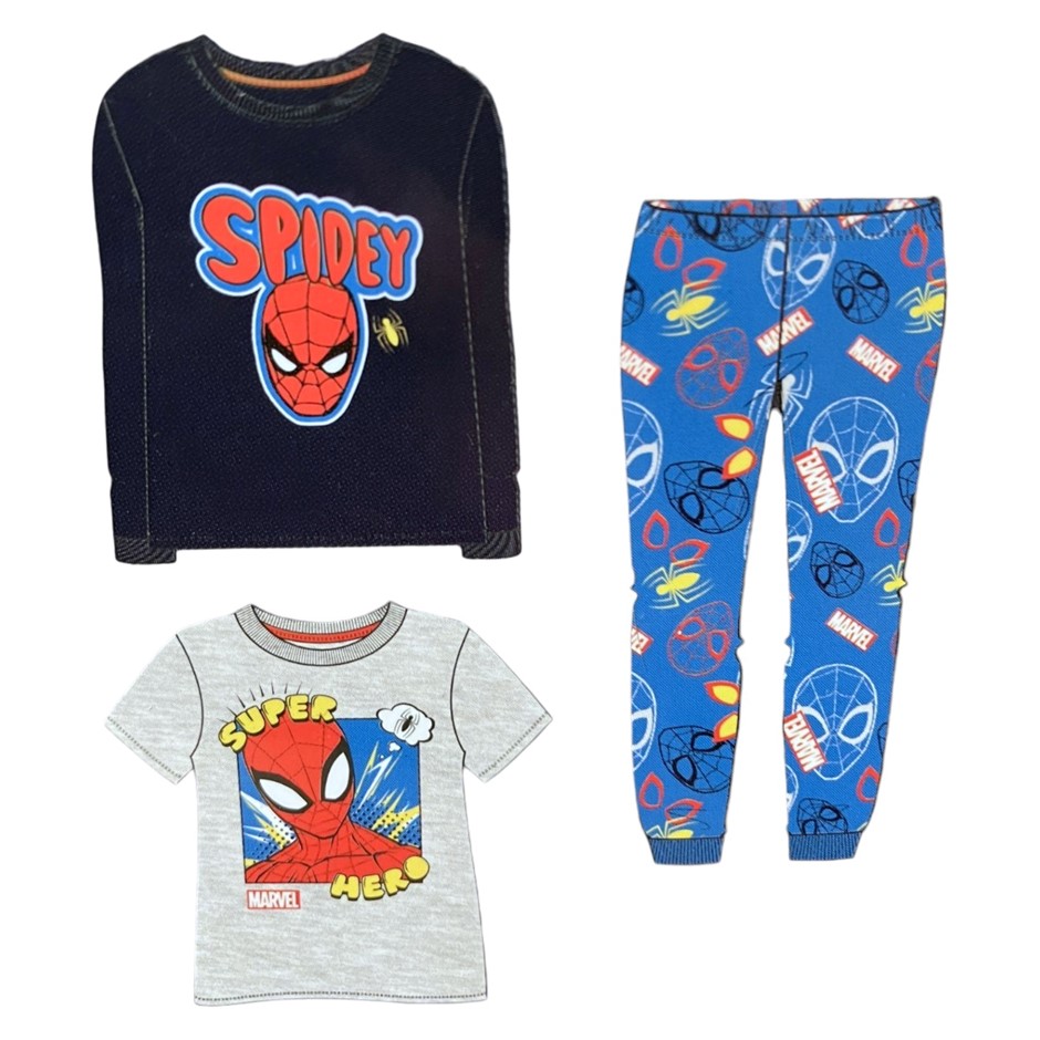 3pc MARVEL Spider-Man Kids' Sleep Set, Size 4, Navy, Incl: Fleece Top, Tee