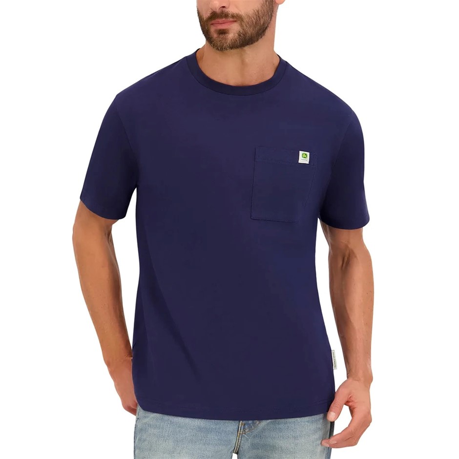 JOHN DEERE Men's Tee, Size L, 100% Cotton, Navy. Buyers Note - Discount Fr