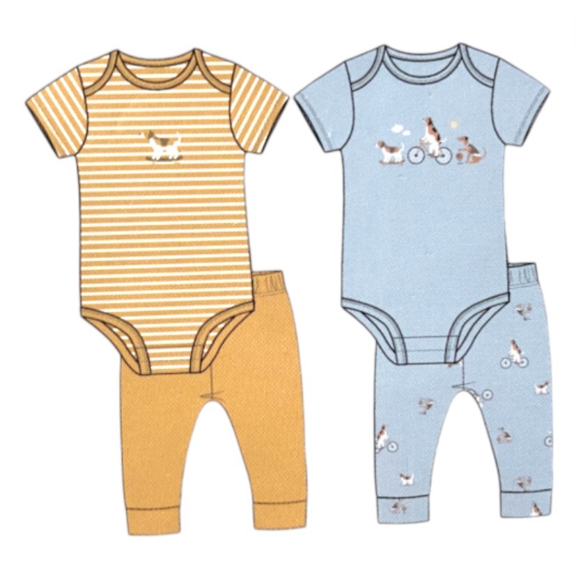 PEKKLE 4pc Infant Set, Size 12M, Organic Cotton, Dogs. Buyers Note - Disco