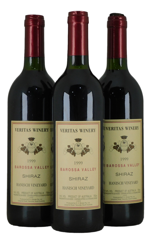 Veritas Winery Hanisch Vineyard Shiraz 1999 (3x 750mL), Barossa Valley