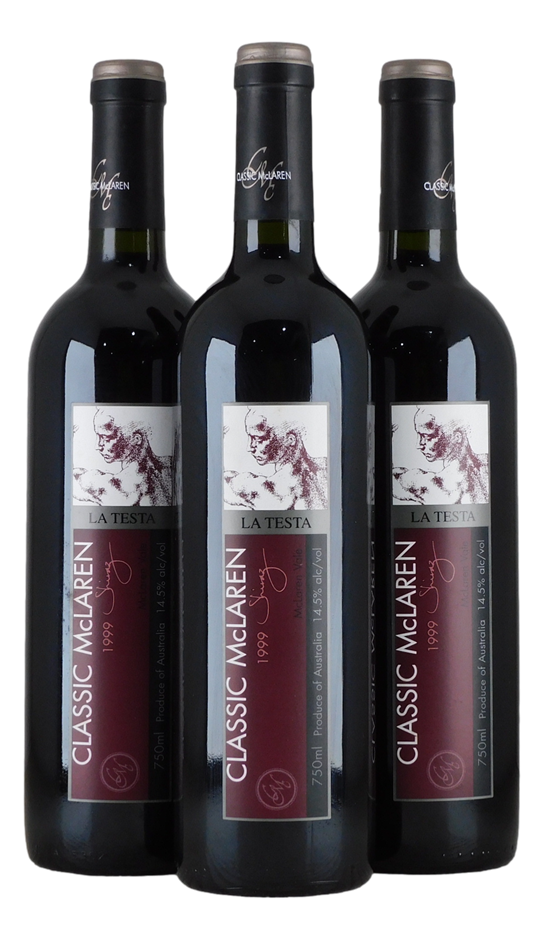 Classic McLaren La Testa Shiraz 1999 (3x 750mL), McLaren Vale.