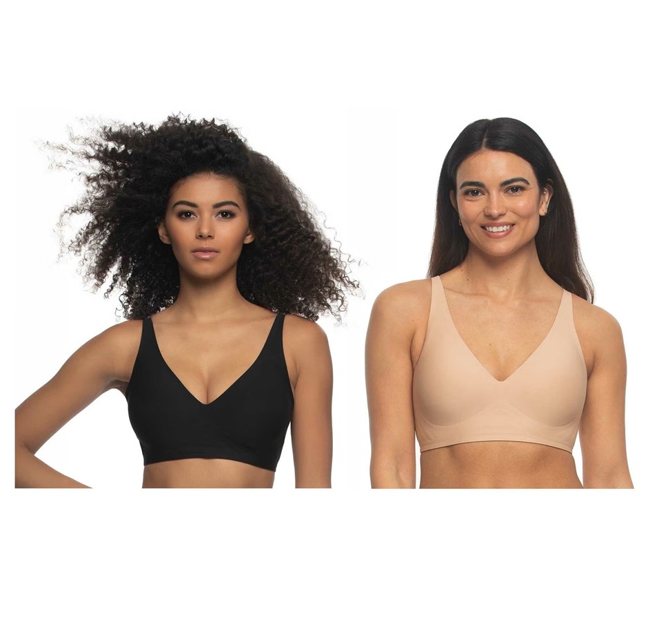 2-Pack JEZEBEL Women's Seam-Free Wireless Bras, Size XL, Black/Nude. Buyer