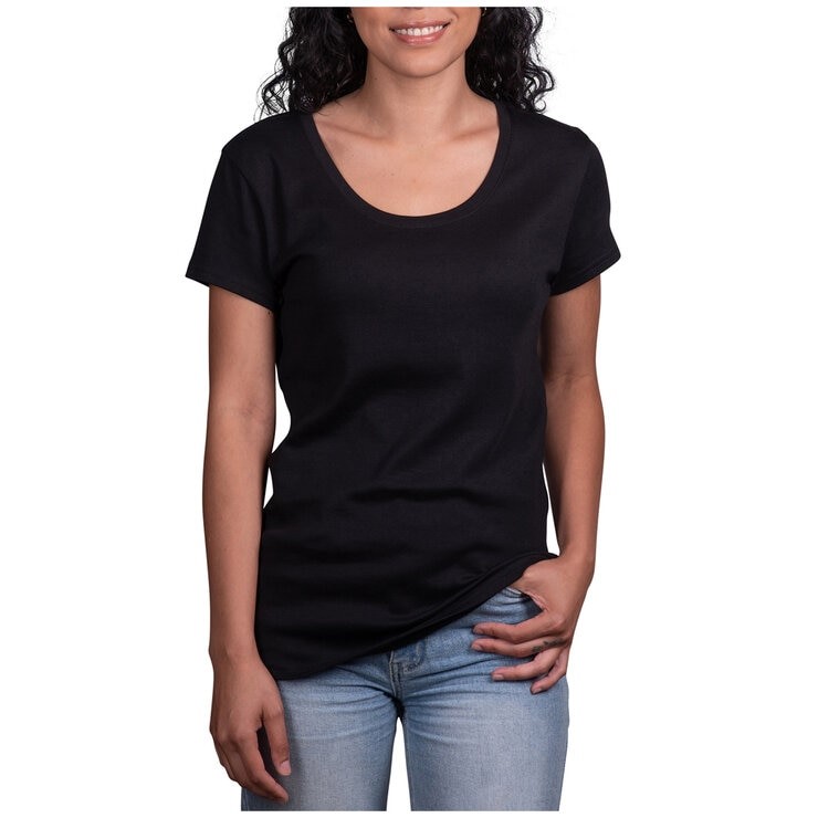 3 x SIGNATURE Women's Pima Cotton Tee, Size S, 100% Pima Cotton, Black. Bu