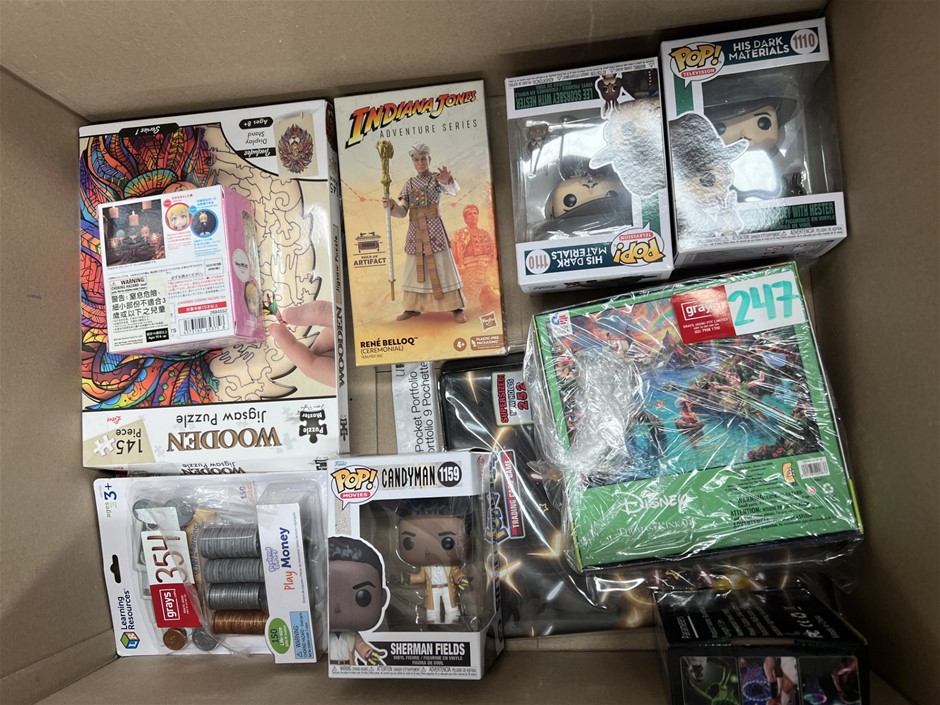 17 x Assorted Toy Products; Incl. Indiana Jones, Bluey, Pop Figures, Bingo