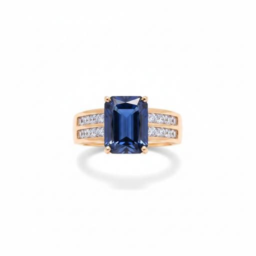 18K/Italy 5.0ct Emerald Cut Yellw Gold Filled Ring(stamped)-9US