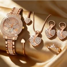 6-Piece Jewellery Set.Watch, Necklace, Bracelet, Ring & Earrings(with Box)