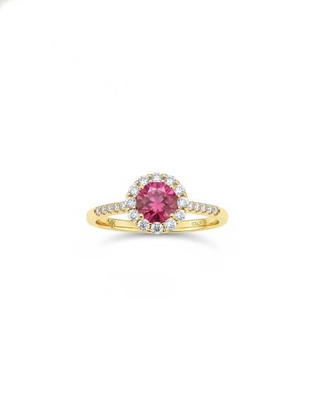 14K/Italy 1.0ct Ruby Stone Yellow Gold Filled Ring(stamped)-7US-Bonus Gift