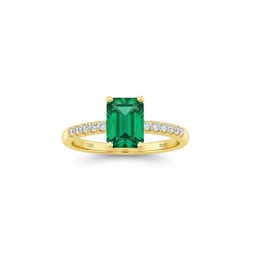 14K/Italy 2.0ct Green Emerald Cut Yellow Gold Filled Ring(stamped)-7US