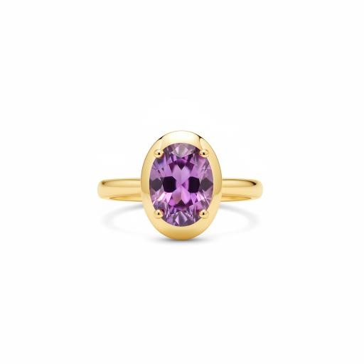 18K/Italy 4.0ct Purple Oval Cut Yellow Gold Filled Ring(stamped)-9US