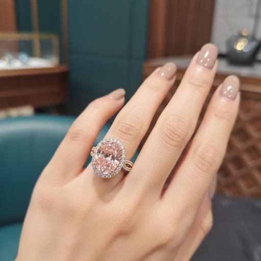 18K/Italy 7.0ct Pink Oval Cut Yellow Gold Filled Ring(stamped)-8US