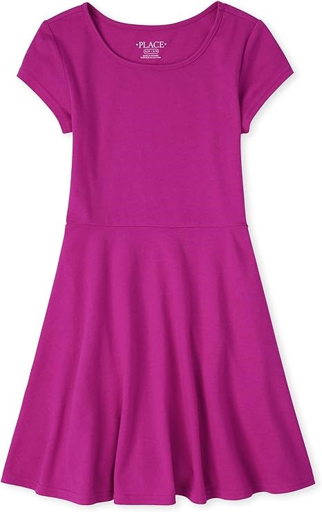2 x THE CHILDREN'S PLACE Girls Short Sleeve Basic Skater Dress, Medium, Aur