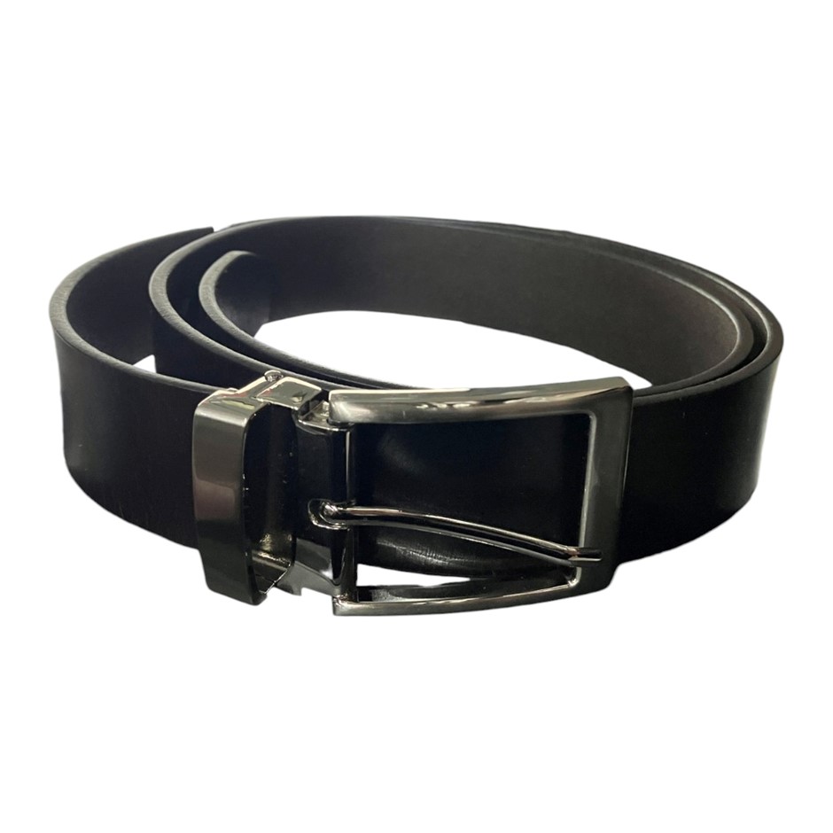 BUCKLE Men's Solid Hide Leather Belt, Size 82cm (32"), Genuine Leather, Dar