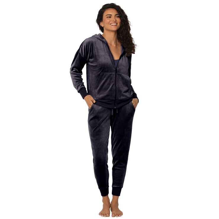 2pc JEZEBEL Women's Velour Set, Size L, Ink Navy. NB: may have been worn.