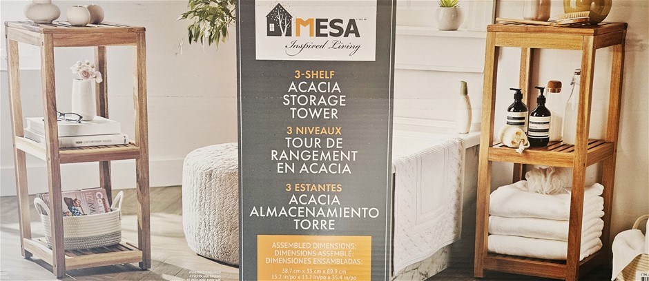 MESA Acacia Storage Tower, 38.7cm x 35cm x 89.9cm. N.B: May have pieces mis