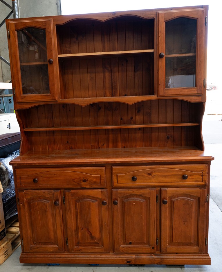 VICTORIAN TEAK Timber Buffet & Hutch, 1585 x 450 x H1980mm. N.B: Used & 1 x