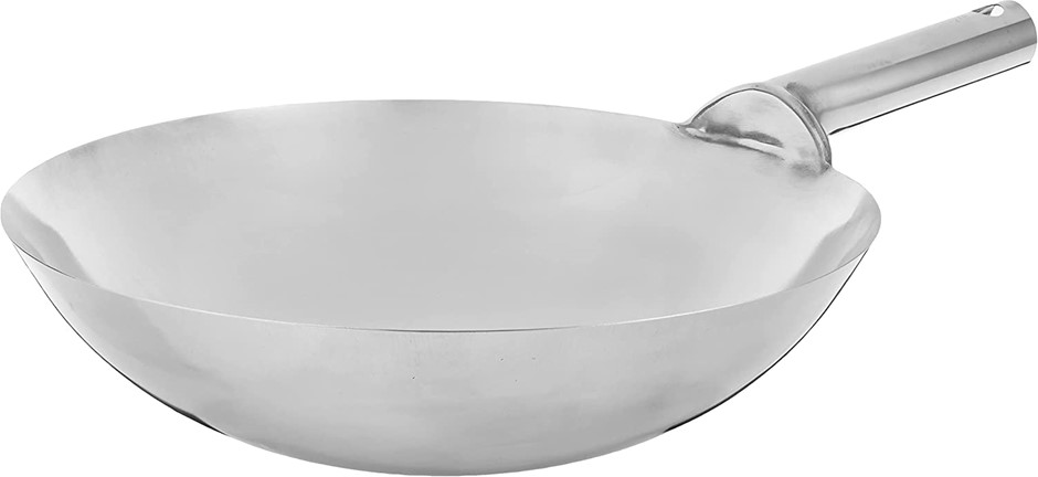 WINCO 16" Stainless Steel Wok With Welded Joint Handle