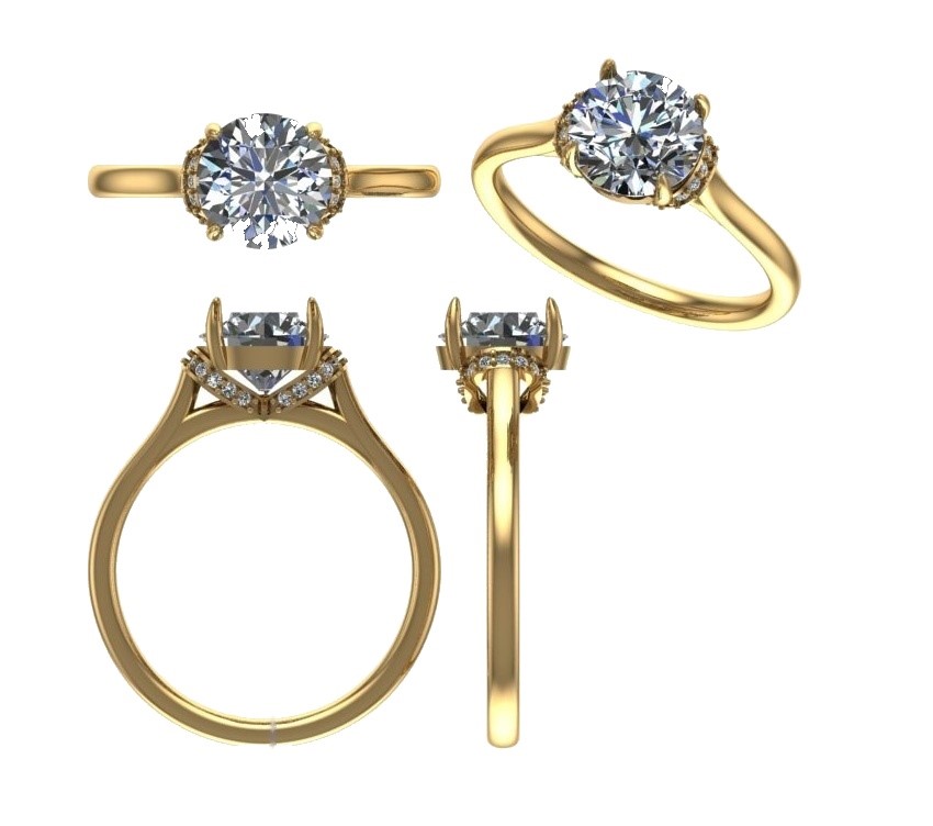18k Yellow Gold 3ct Lab Diamond Engagement Ring