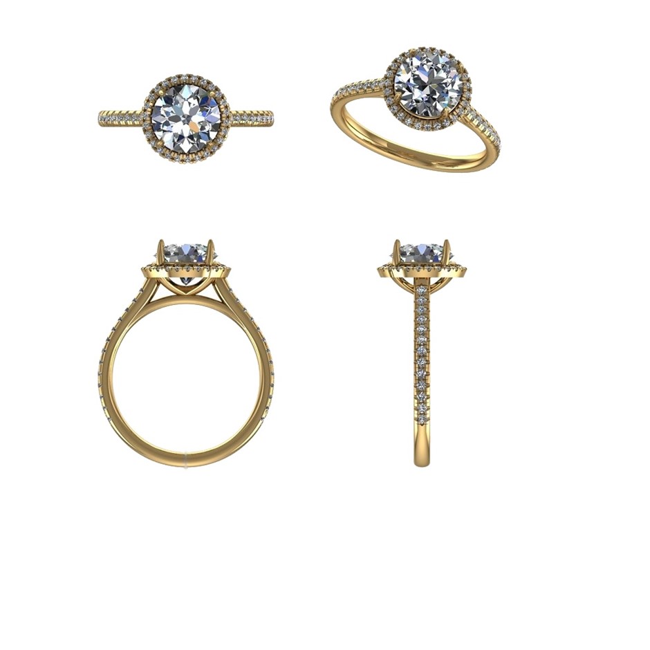 18k Yellow Gold 3ct Lab Diamond Engagement Ring