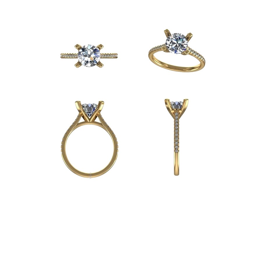 18k Yellow Gold 3ct Lab Diamond Engagement Ring