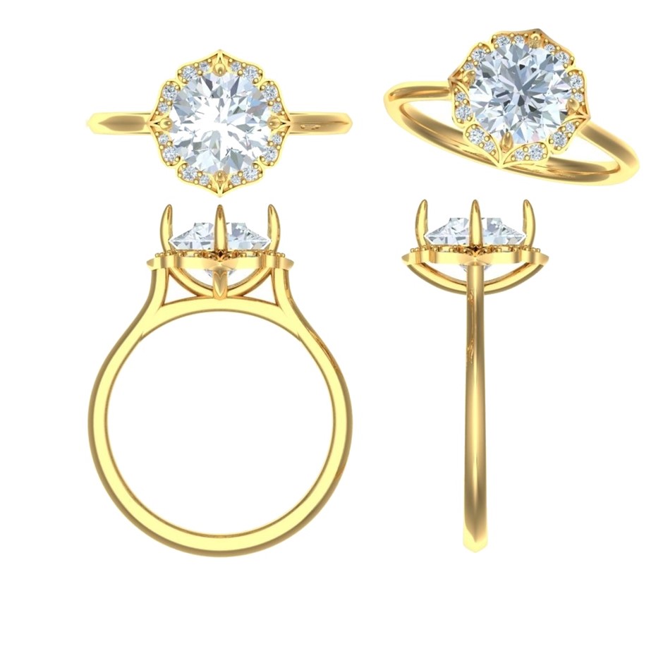 18k Yellow Gold 3ct Lab Diamond Engagement Ring