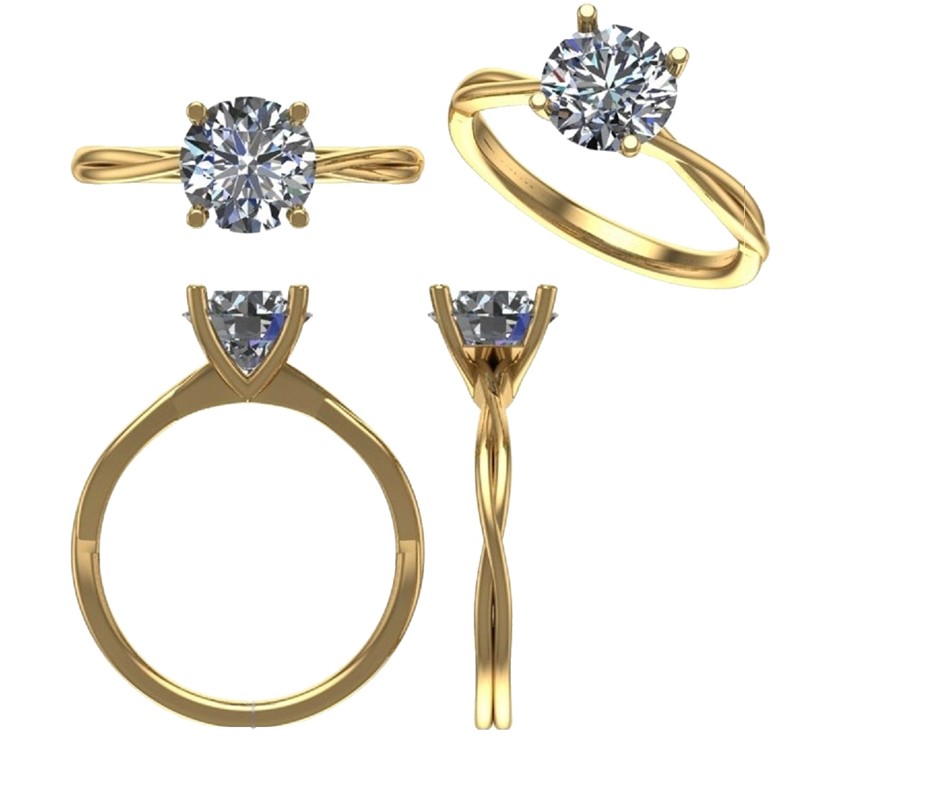 18k Yellow Gold 3ct Lab Diamond Engagement Ring
