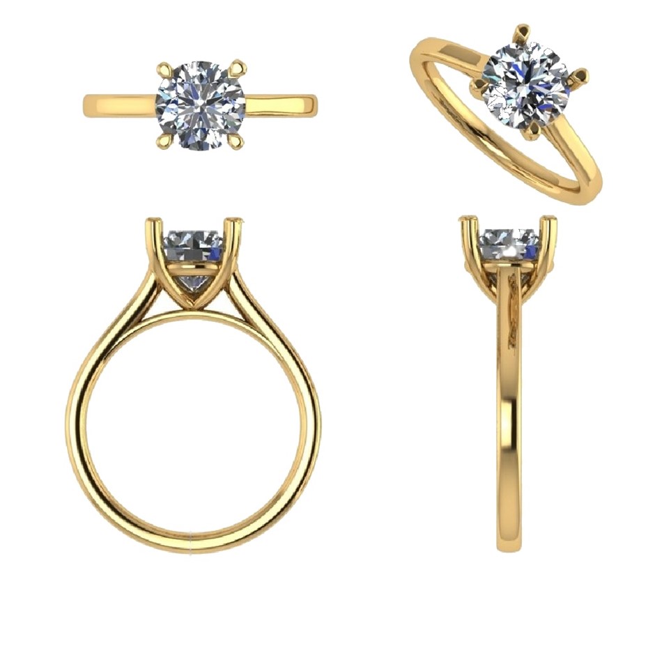 18k Yellow Gold 3ct Lab Diamond Engagement Ring