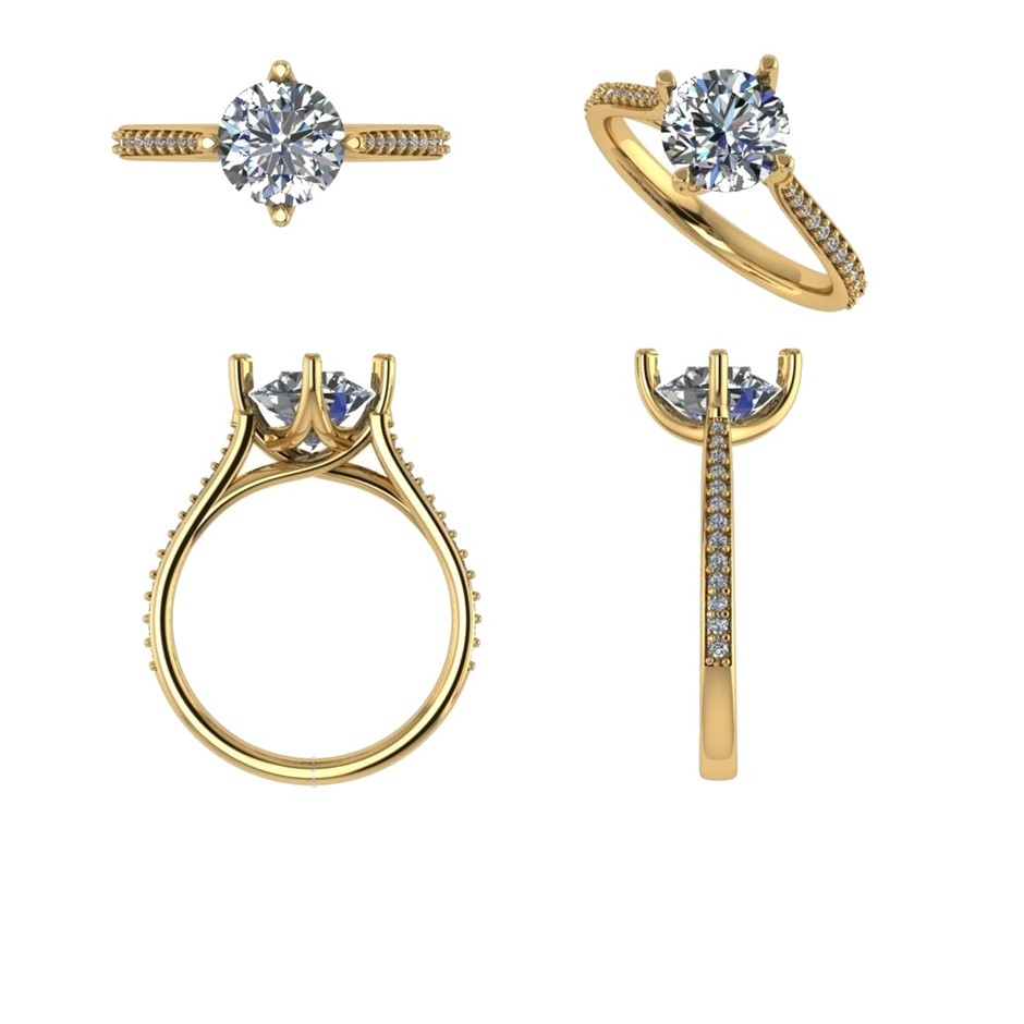 18k Yellow Gold 3ct Lab Diamond Engagement Ring