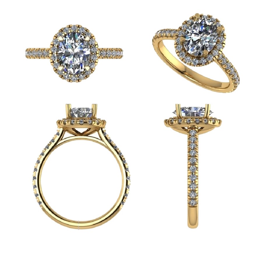 18k Yellow Gold 3ct Lab Diamond Engagement Ring