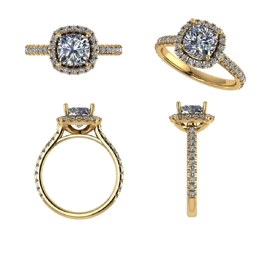 18k Yellow Gold 3ct Lab Diamond Engagement Ring