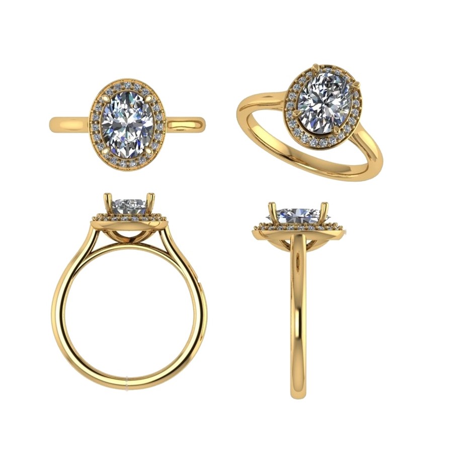 18k Yellow Gold 3ct Lab Diamond Engagement Ring