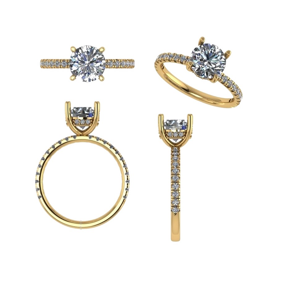 18k Yellow Gold 3ct Lab Diamond Engagement Ring