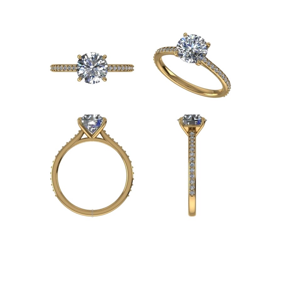 18k Yellow Gold 3ct Lab Diamond Engagement Ring