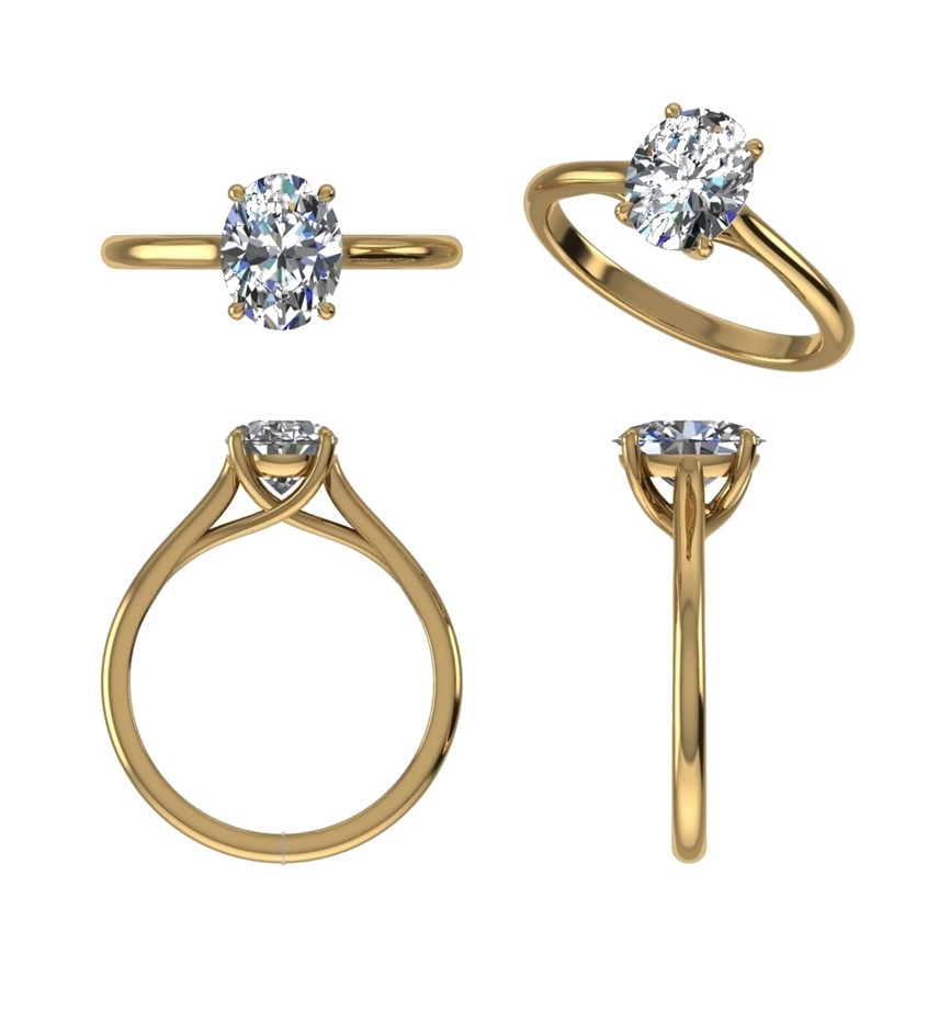 18k Yellow Gold 3ct Lab Diamond Engagement Ring