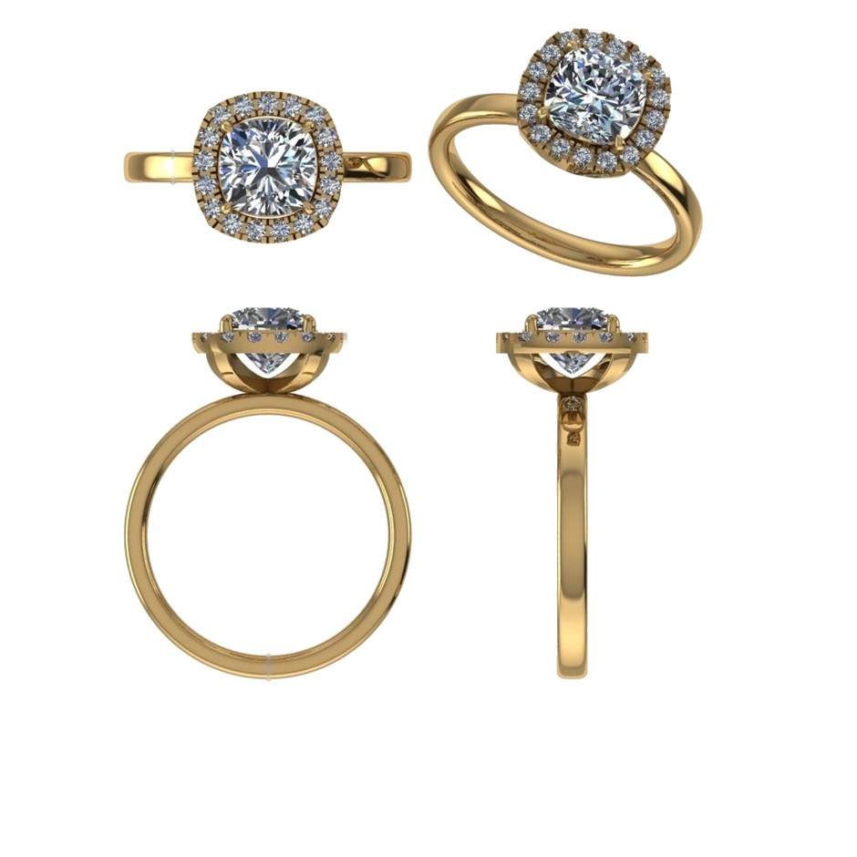 18k Yellow Gold 3ct Lab Diamond Engagement Ring