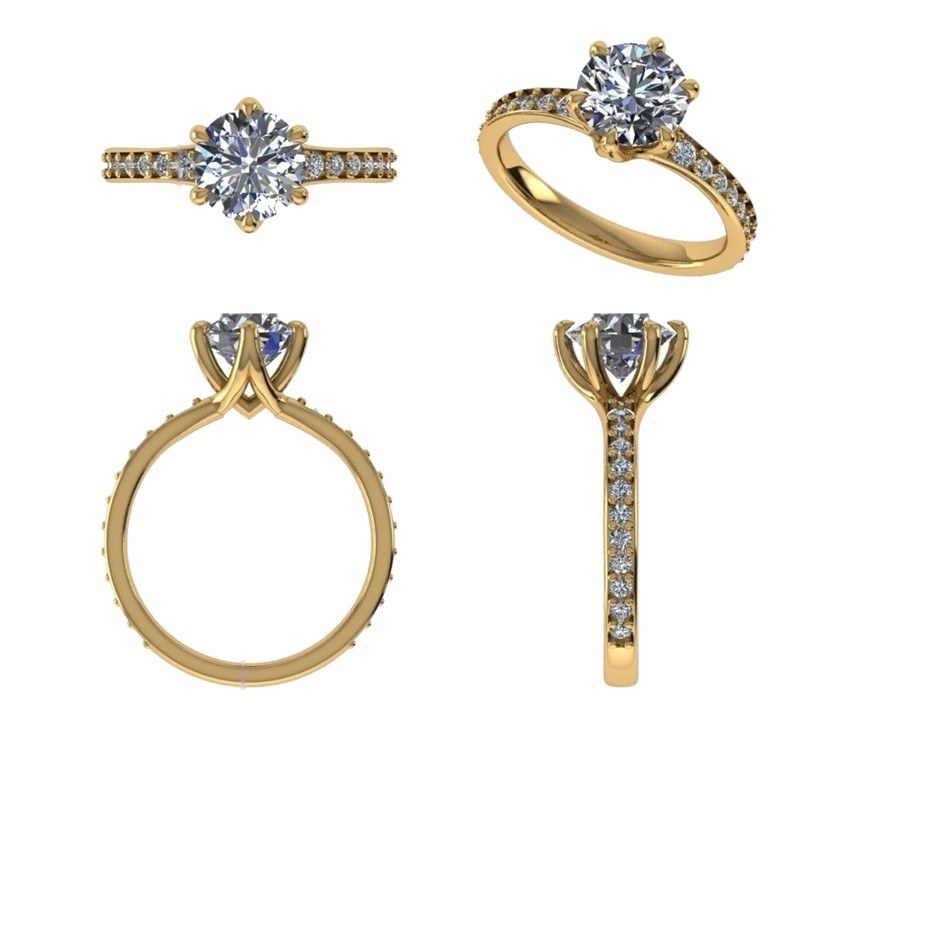 18k Yellow Gold 3ct Lab Diamond Engagement Ring