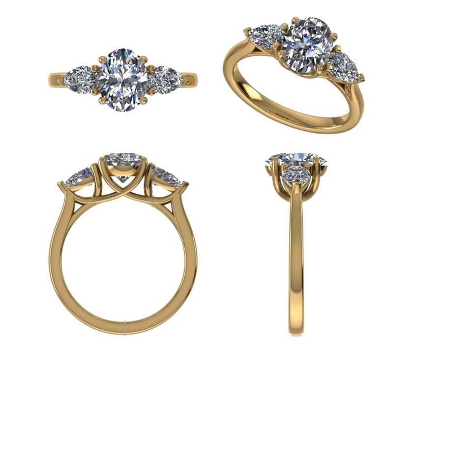 18k Yellow Gold 3ct Lab Diamond Engagement Ring