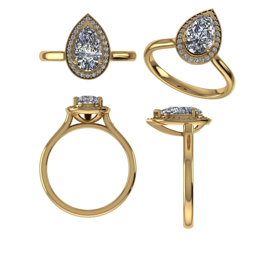 18k Yellow Gold 3ct Lab Diamond Engagement Ring