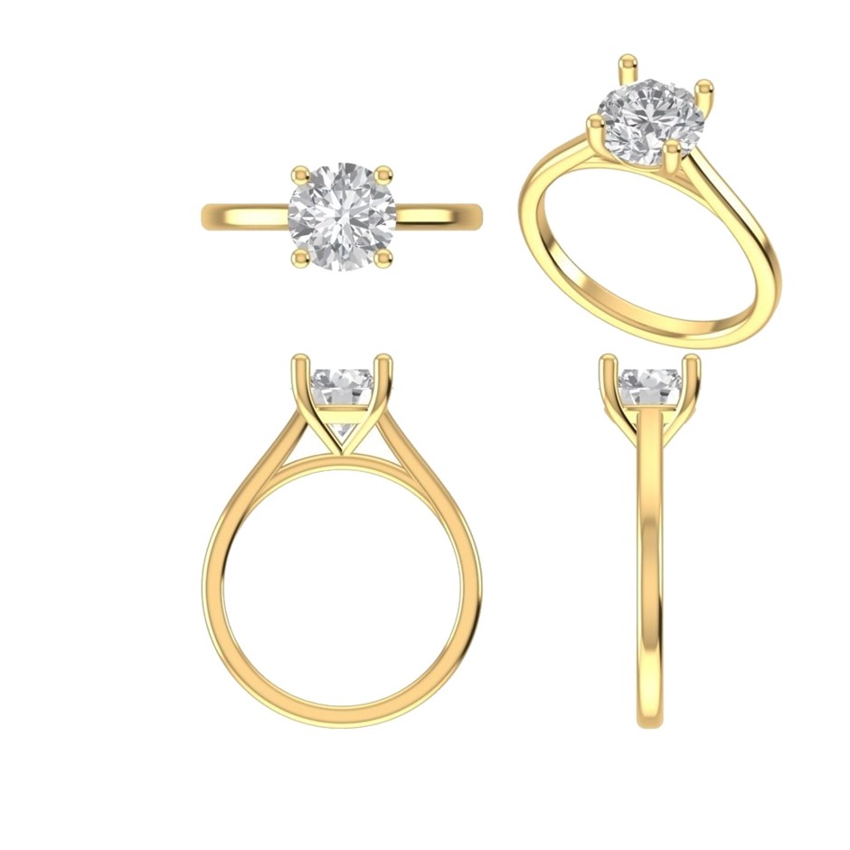 18k Yellow Gold 3ct Lab Diamond Engagement Ring