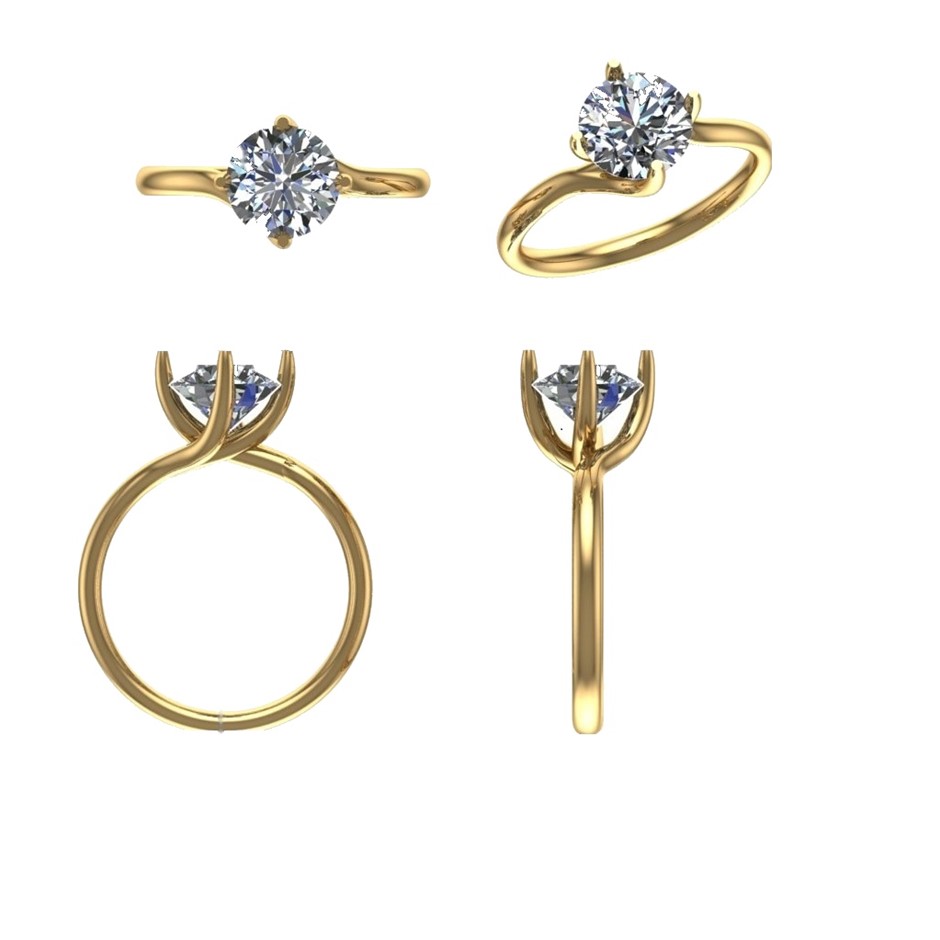 18k Yellow Gold 4ct Lab Diamond Engagement Ring