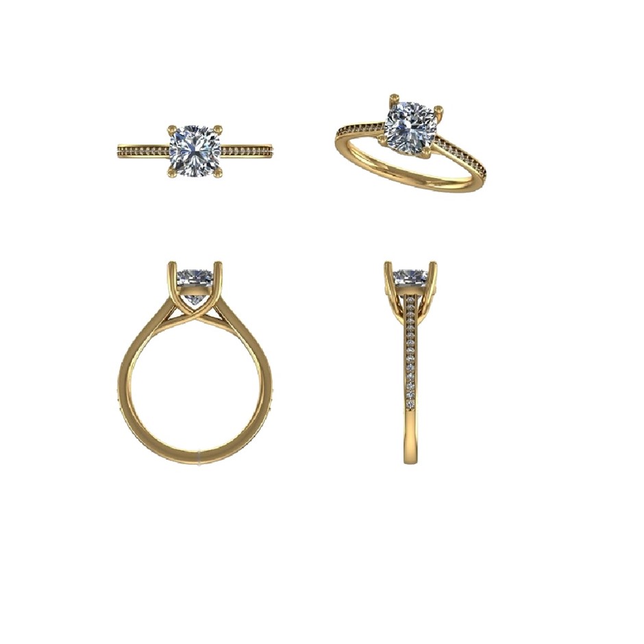 18k Yellow Gold 4ct Lab Diamond Engagement Ring
