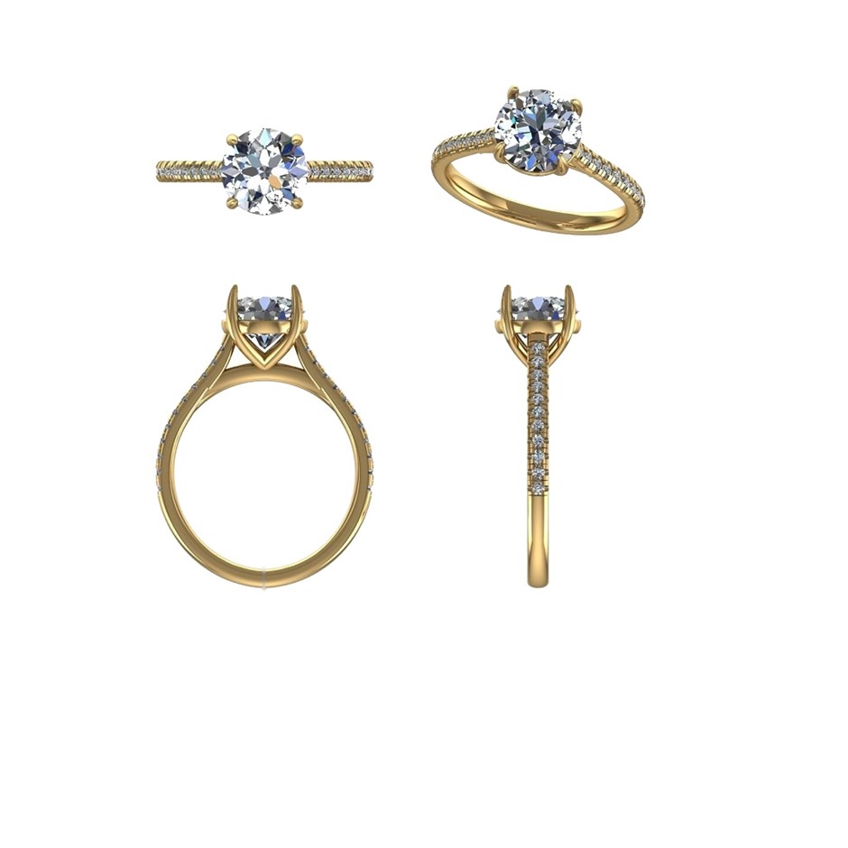 18k Yellow Gold 4ct Lab Diamond Engagement Ring