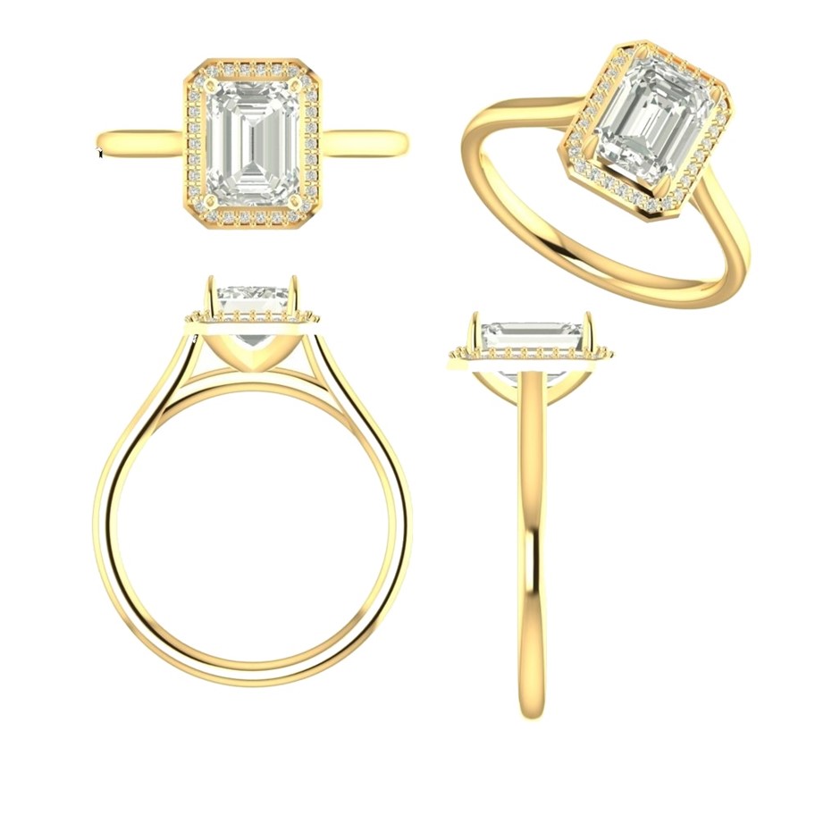 18k Yellow Gold 4ct Lab Diamond Engagement Ring
