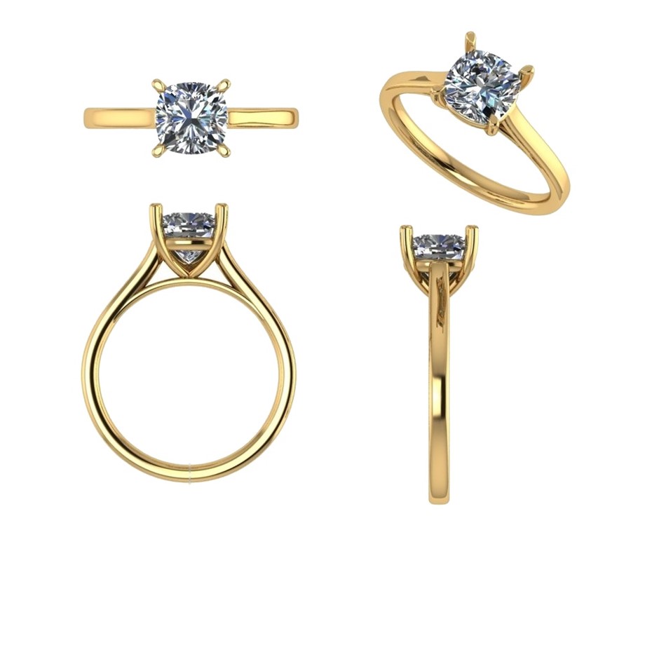 18k Yellow Gold 4ct Lab Diamond Engagement Ring