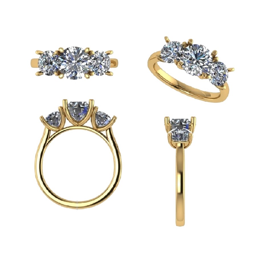18k Yellow Gold 4ct Lab Diamond Engagement Ring