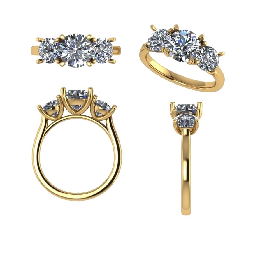 18k Yellow Gold 4ct Lab Diamond Engagement Ring