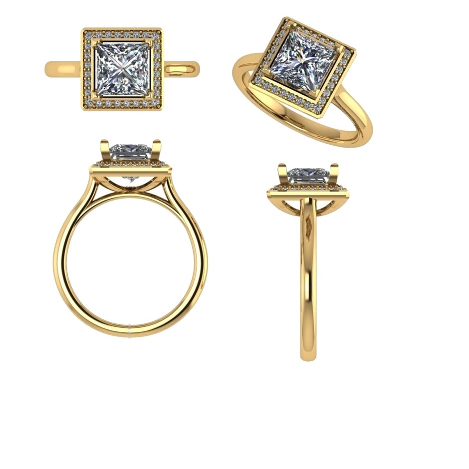 18k Yellow Gold 4ct Lab Diamond Engagement Ring