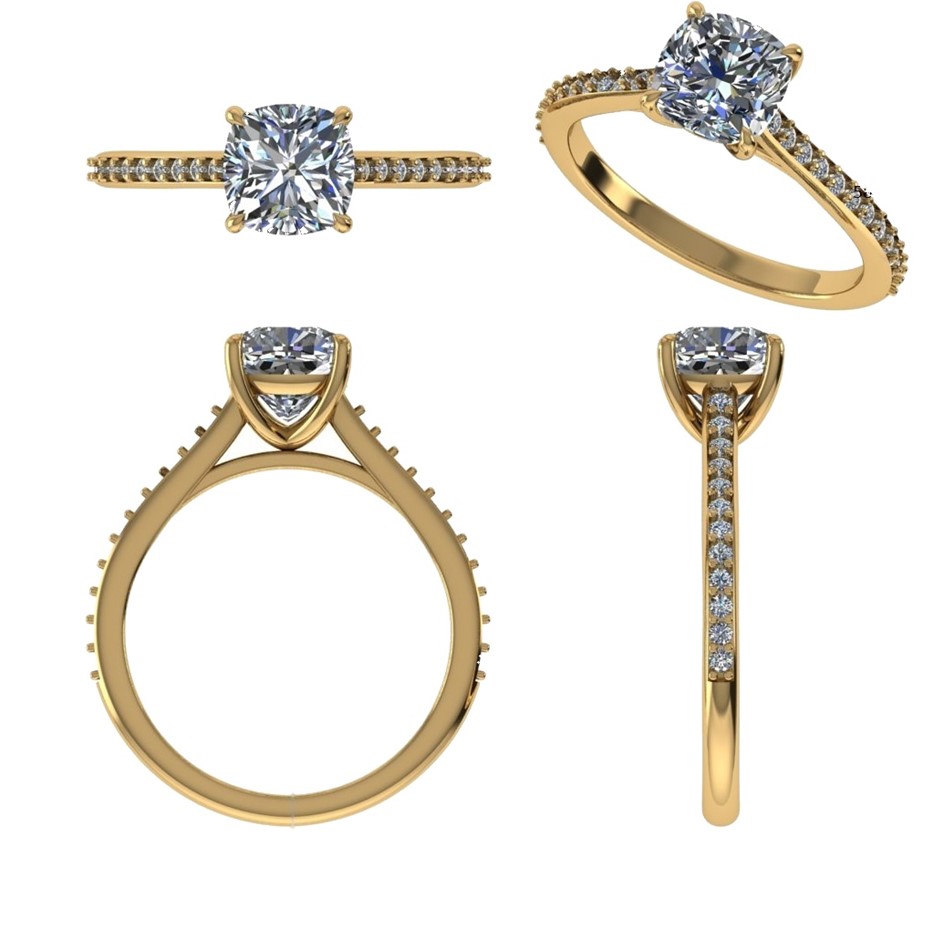18k Yellow Gold 4ct Lab Diamond Engagement Ring