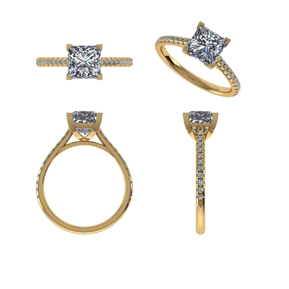 18k Yellow Gold 4ct Lab Diamond Engagement Ring