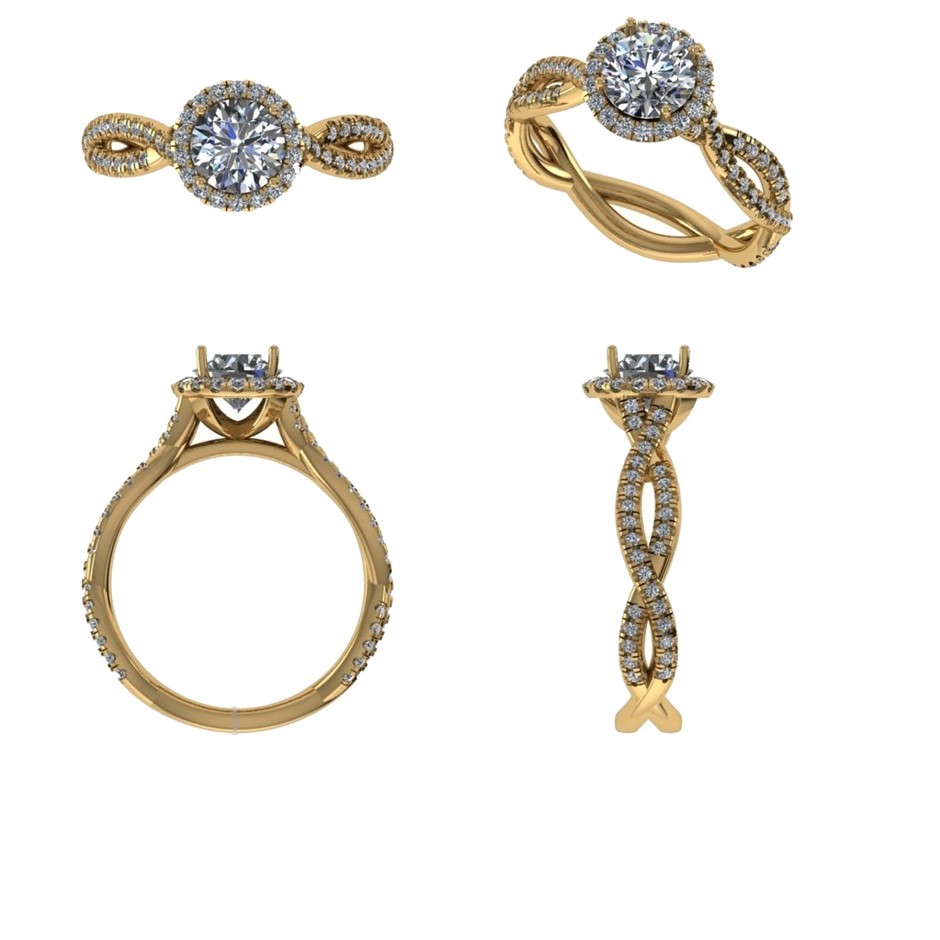 18k Yellow Gold 4ct Lab Diamond Engagement Ring