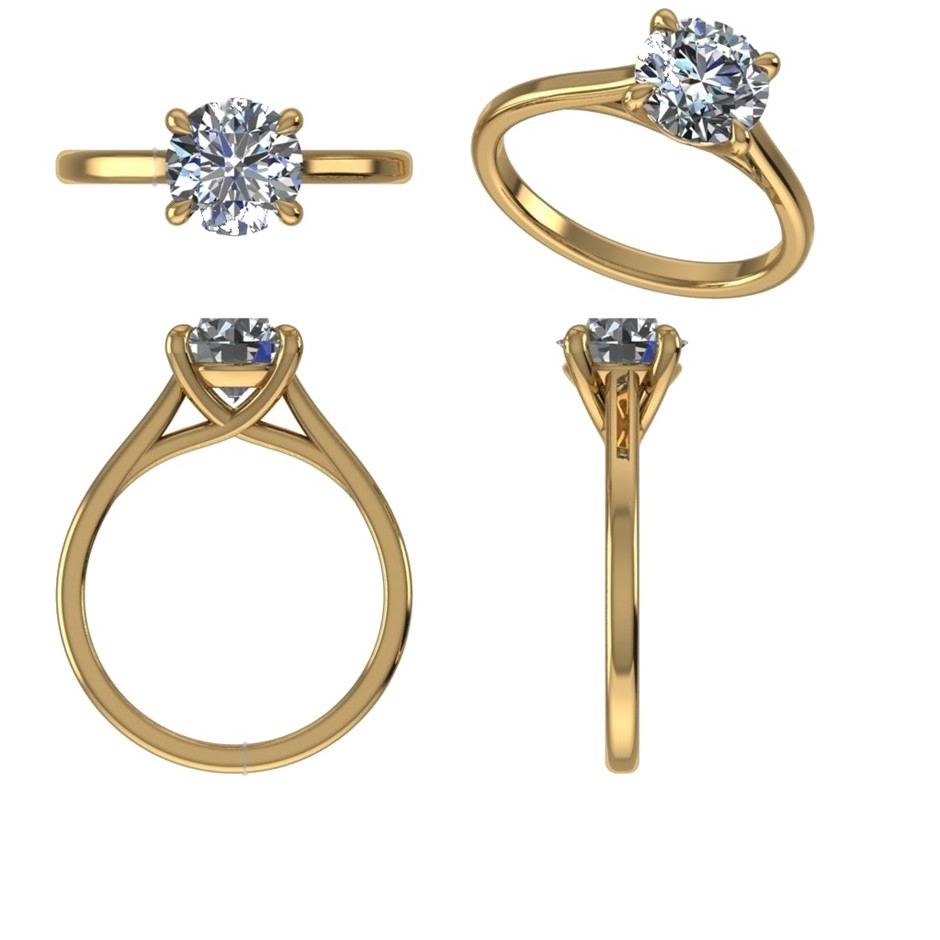 18k Yellow Gold 4ct Lab Diamond Engagement Ring